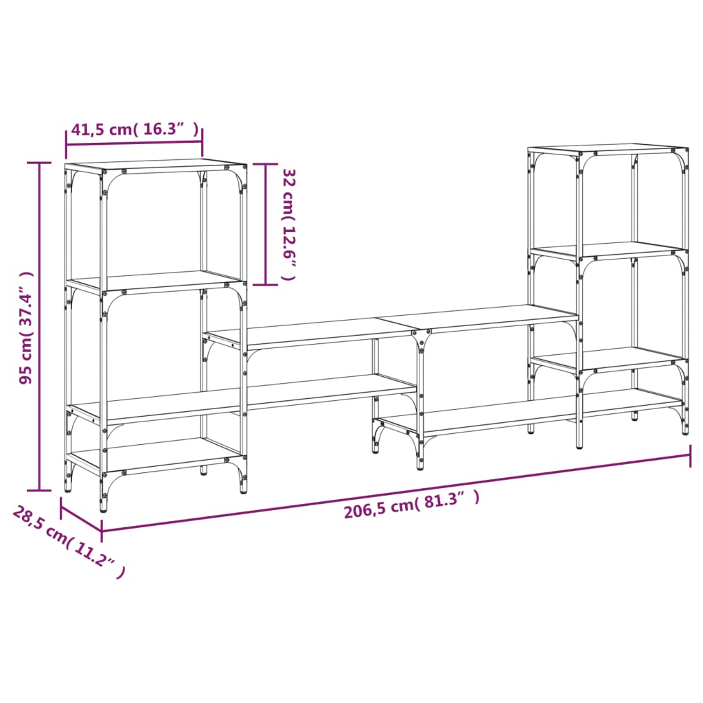 vidaXL TV-Schrank Braun Eichen-Optik 206,5x28,5x95 cm Holzwerkstoff