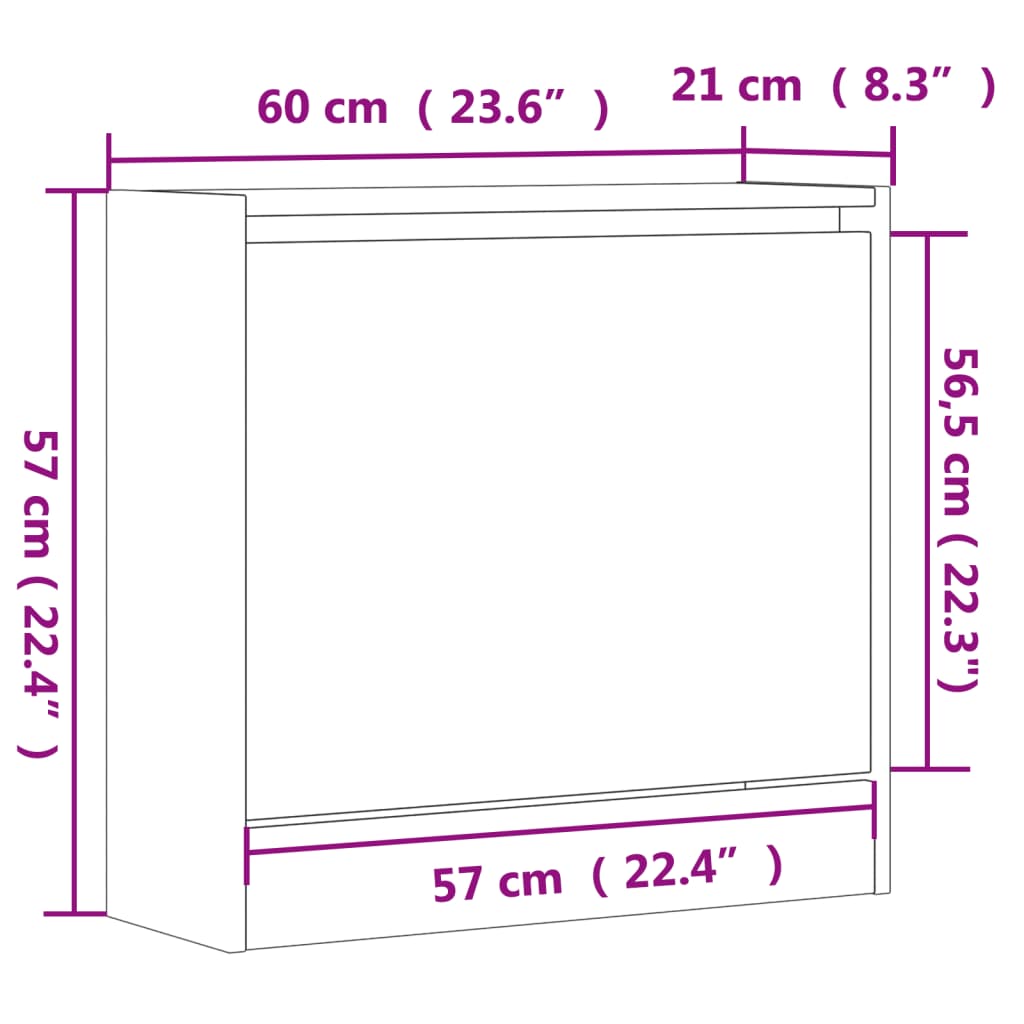 vidaXL Schuhschrank Schwarz 60x21x57 cm Holzwerkstoff