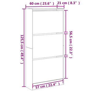 Schuhschrank Schwarz 60x21x125,5 cm Holzwerkstoff Stilecasa