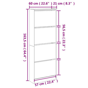 Schuhschrank Schwarz 60x21x163,5 cm Holzwerkstoff Stilecasa