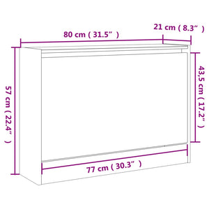 vidaXL Schuhschrank Weiß 80x21x57 cm Holzwerkstoff