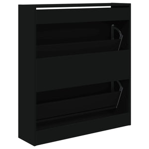 vidaXL Schuhschrank Schwarz 80x21x87,5 cm Holzwerkstoff