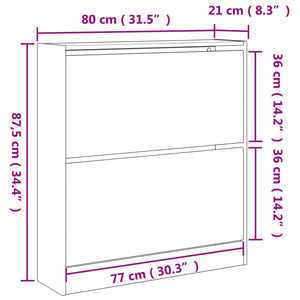 vidaXL Schuhschrank Schwarz 80x21x87,5 cm Holzwerkstoff