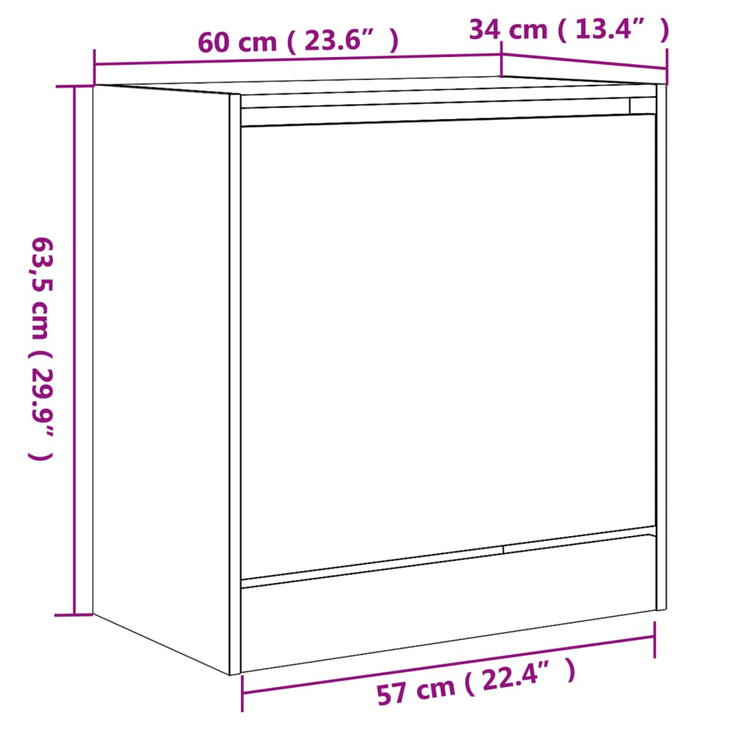 vidaXL Schuhschrank Weiß 60x34x63,5 cm Holzwerkstoff