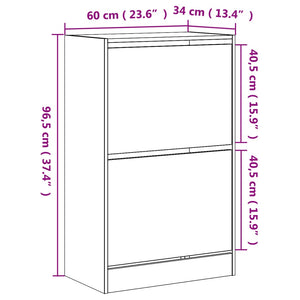 vidaXL Schuhschrank Grau Sonoma 60x34x96,5 cm Holzwerkstoff