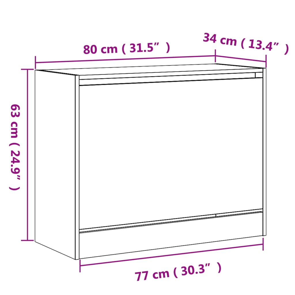 Schuhschrank Weiß 80x34x63 cm Holzwerkstoff