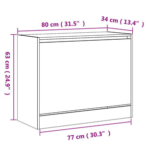 vidaXL Schuhschrank Braun Eichen-Optik 80x34x63 cm Holzwerkstoff