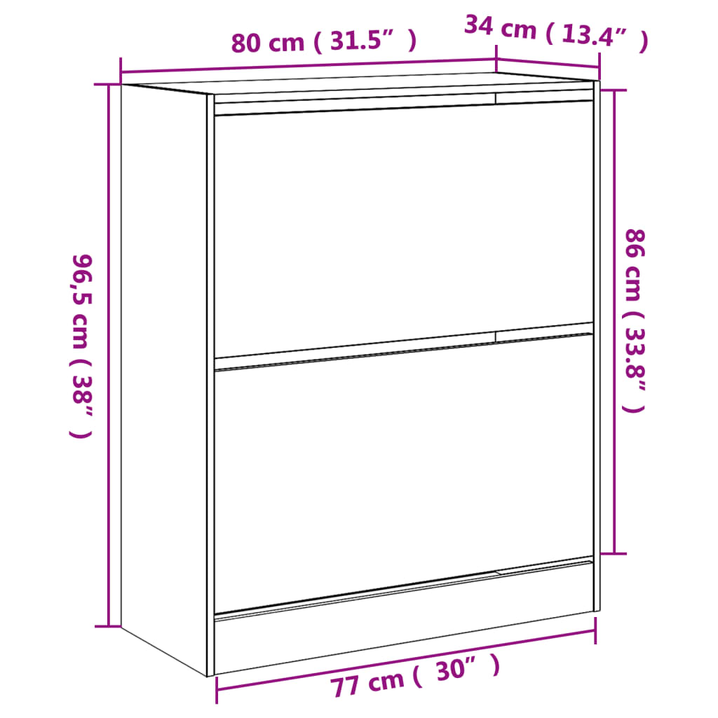 vidaXL Schuhschrank Grau Sonoma 80x34x96,5 cm Holzwerkstoff