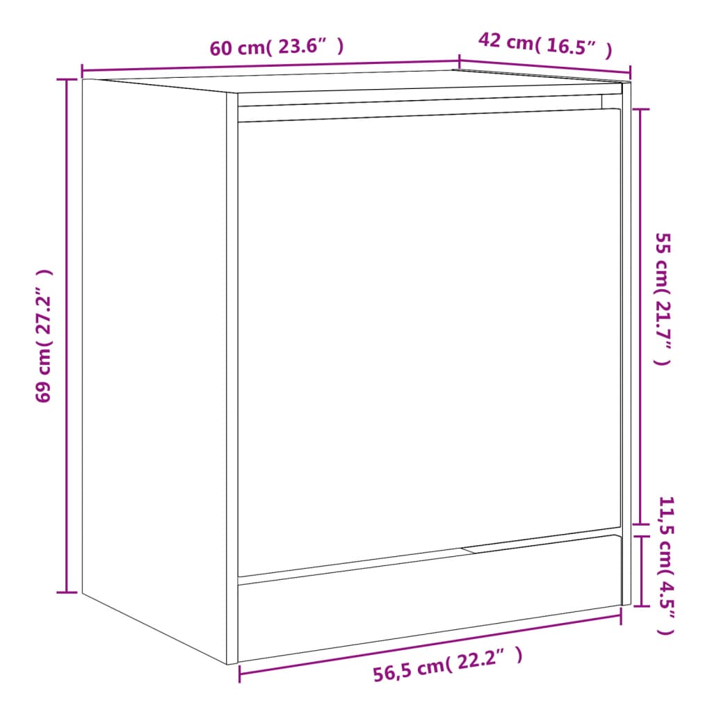 vidaXL Schuhschrank Braun Eichen-Optik 60x42x69 cm Holzwerkstoff