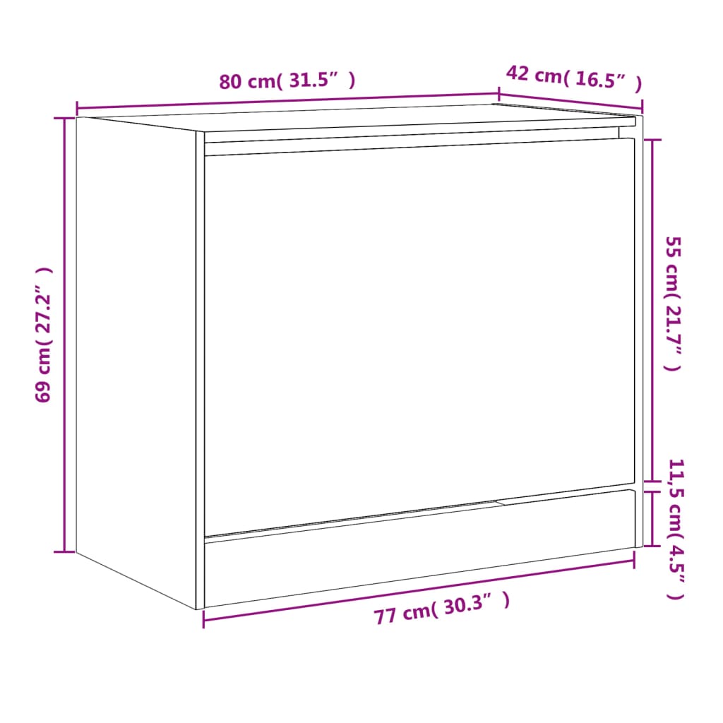 Schuhschrank Schwarz 80x42x69 cm Holzwerkstoff Stilecasa