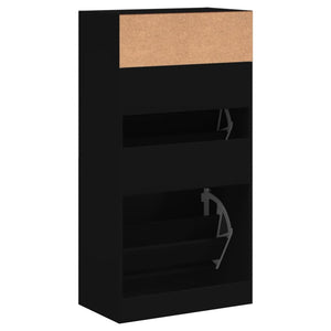 Schuhschrank Schwarz 60x34x116 cm Holzwerkstoff