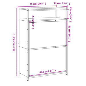 Schuhschrank Grau Sonoma 75x34x112 cm Holzwerkstoff Stilecasa