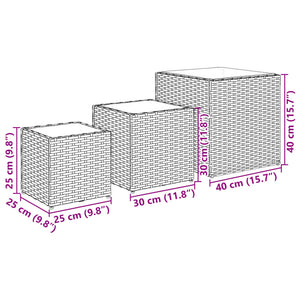 Pflanzkübel 3 Stk. Grau Poly Rattan Stilecasa