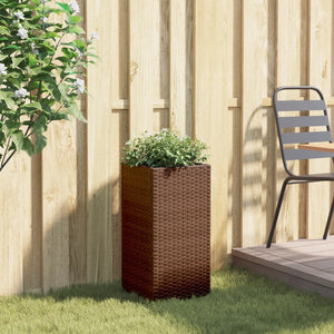 Pflanzkübel Braun 30x30x60 cm Poly Rattan