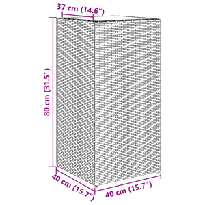 Pflanzkübel Schwarz 40x40x80 cm Poly Rattan