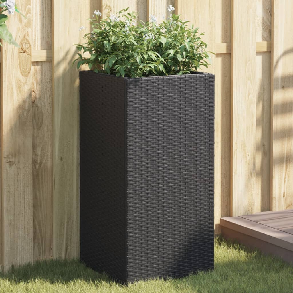 Pflanzkübel Schwarz 40x40x80 cm Poly Rattan