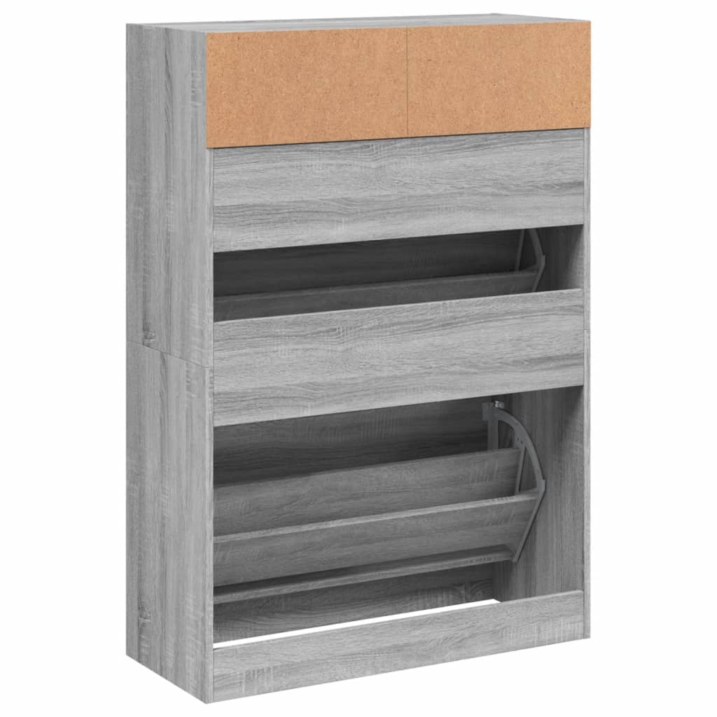 vidaXL Schuhschrank mit 2 Klappen Grau Sonoma 80x34x116 cm