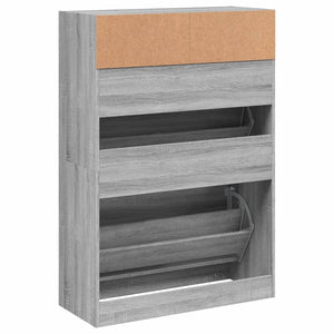 vidaXL Schuhschrank mit 2 Klappen Grau Sonoma 80x34x116 cm