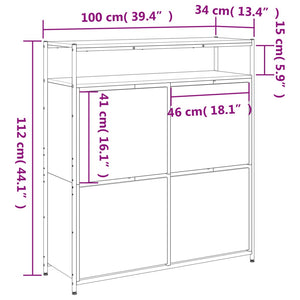 Schuhschrank mit 4 Klappen Schwarz 100x34x112 cm Stilecasa