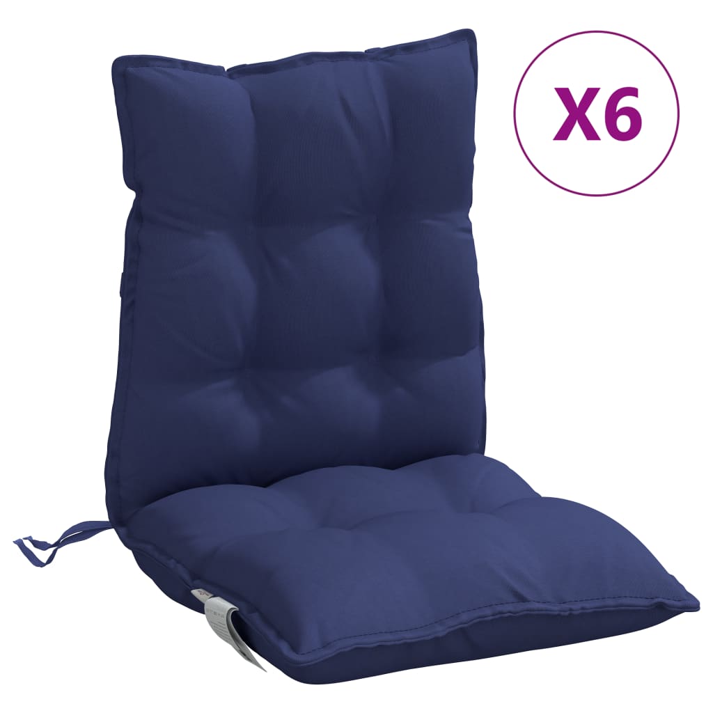 vidaXL Niedriglehner-Auflagen 6 Stk. Marineblau Oxford-Gewebe