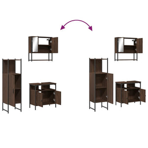 vidaXL 3-tlg. Badmöbel-Set Braun Eichen-Optik Holzwerkstoff