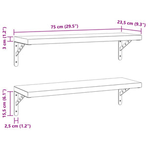 vidaXL Wandregale 2 Stk. 75x23,5 cm Schwarz Edelstahl