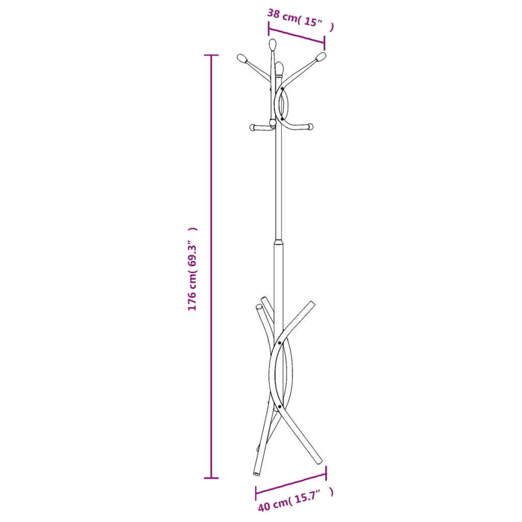 vidaXL Garderobenständer Weiß 176 cm Pulverbeschichtetes Eisen