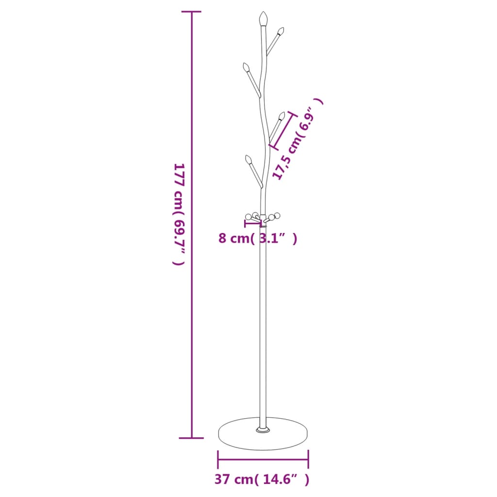 vidaXL Garderobenständer Weiß 177 cm Pulverbeschichtetes Eisen