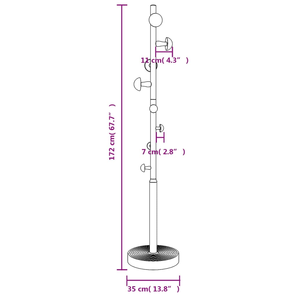 Garderobenständer Rosa 172 cm Pulverbeschichtetes Eisen Stilecasa