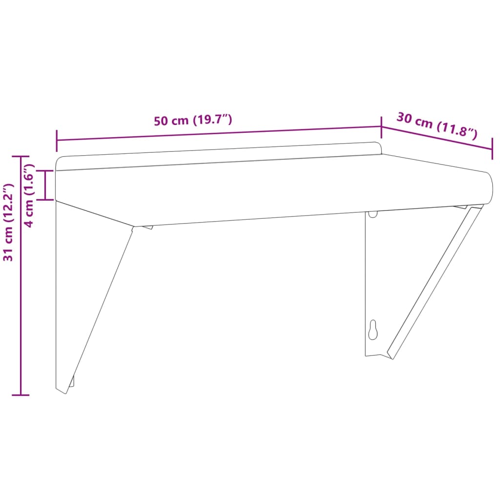 vidaXL Wandregal 50x30x31 cm Silbern Edelstahl