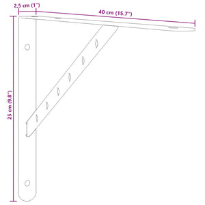 vidaXL Regalträger 4 Stk. 40x2,5x25 cm Schwarz Edelstahl