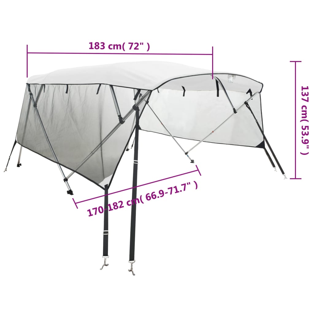 vidaXL 3-Bow Bimini-Top mit Mesh-Seitenteilen 183x(170-182)x137 cm