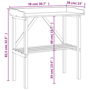 Pflanztisch mit Ablage Braun 78x38x82,5 cm Massivholz Tanne