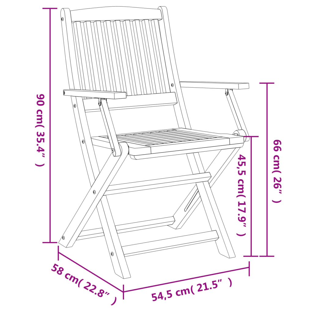 vidaXL Gartenstühle 8 Stk. Klappbar 54,5x58x90 cm Massivholz Akazie