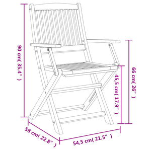 vidaXL Gartenstühle 8 Stk. Klappbar 54,5x58x90 cm Massivholz Akazie