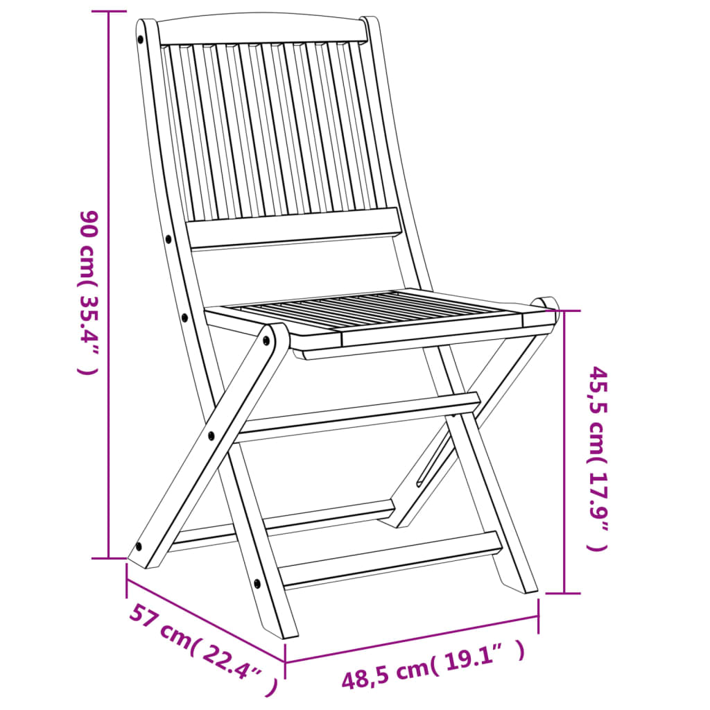 vidaXL Gartenstühle 8 Stk. Klappbar 48,5x57x90 cm Massivholz Akazie