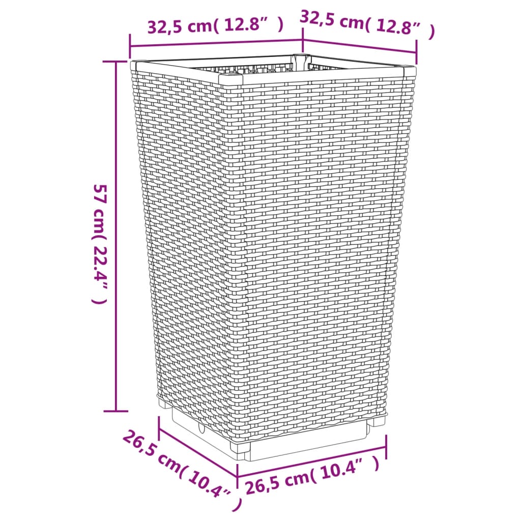 Pflanzkübel 2 Stk. Schwarz 32,5x32,5x57 cm PP