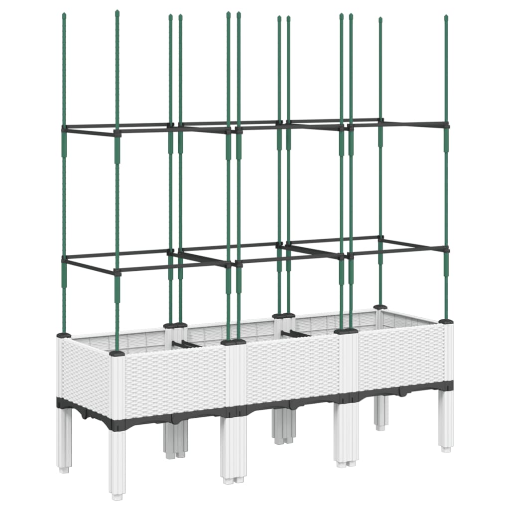 Pflanzkübel mit Rankgitter Weiß 120x40x142,5 cm PP