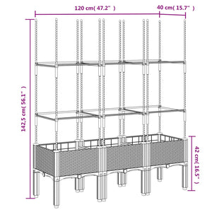 Pflanzkübel mit Rankgitter Weiß 120x40x142,5 cm PP