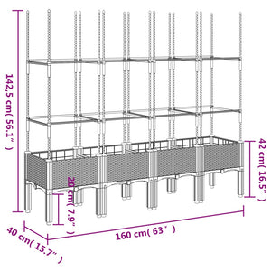 Pflanzkübel mit Rankgitter Braun 160x40x142,5 cm PP