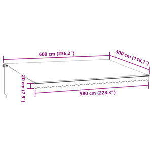 vidaXL Markise Manuell mit LED Weinrot 600x300 cm