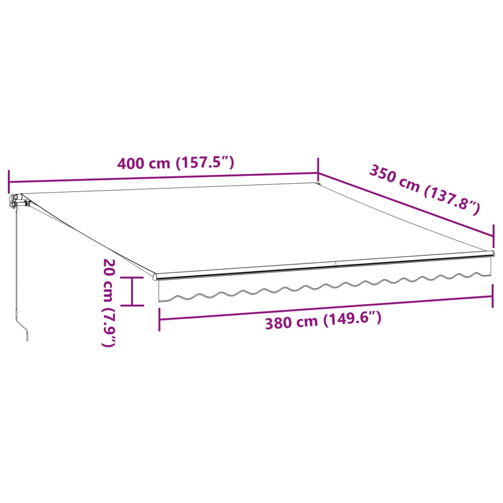 vidaXL Markise Automatisch mit LED Weinrot 400x350 cm