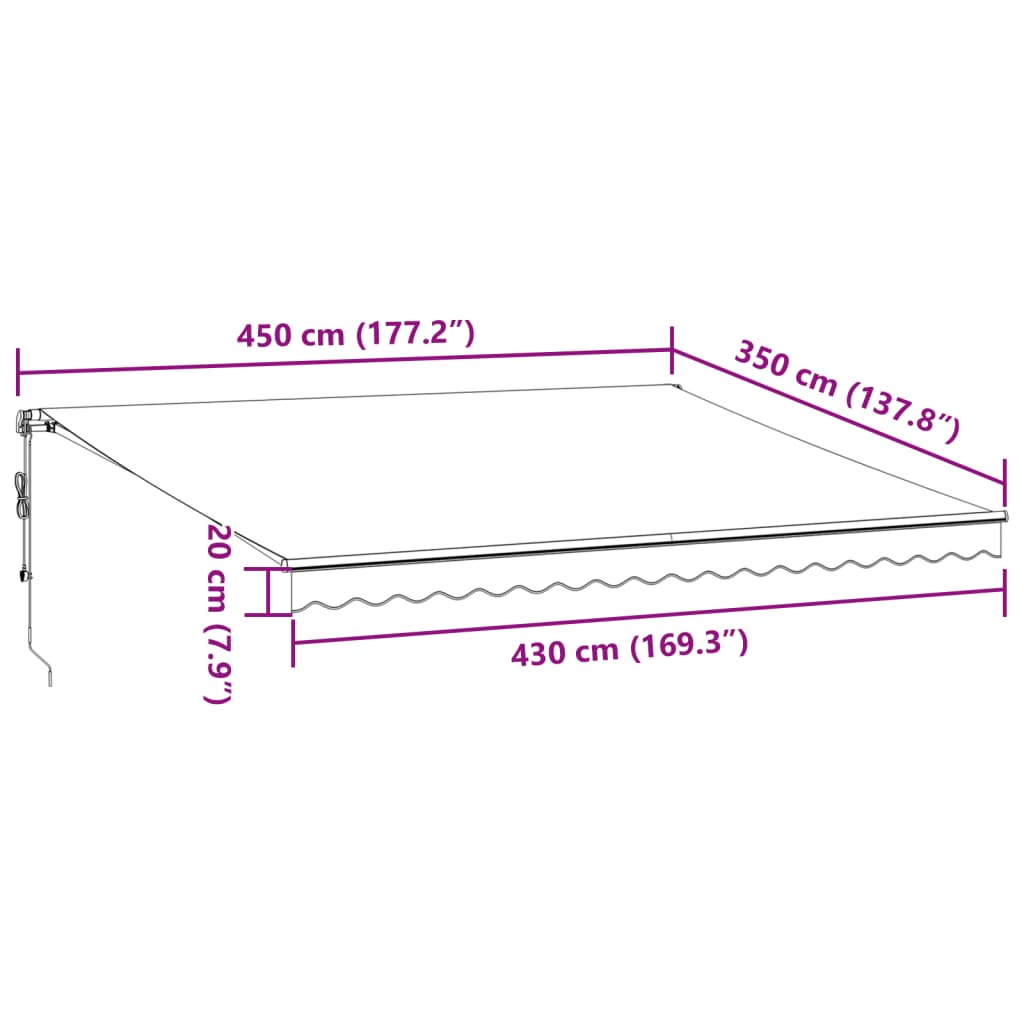 vidaXL Markise Automatisch mit LED Weinrot 450x350 cm