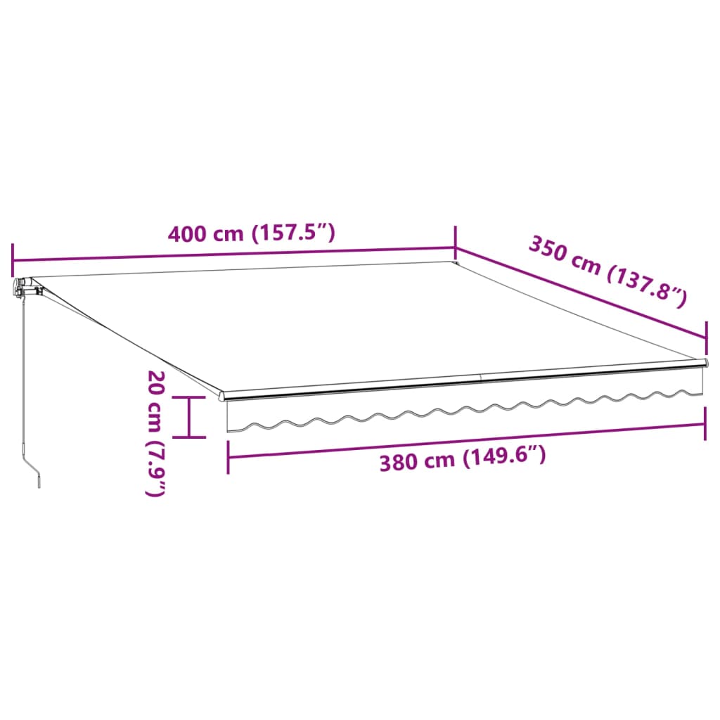 vidaXL Markise Manuell mit LED Weinrot 400x350 cm