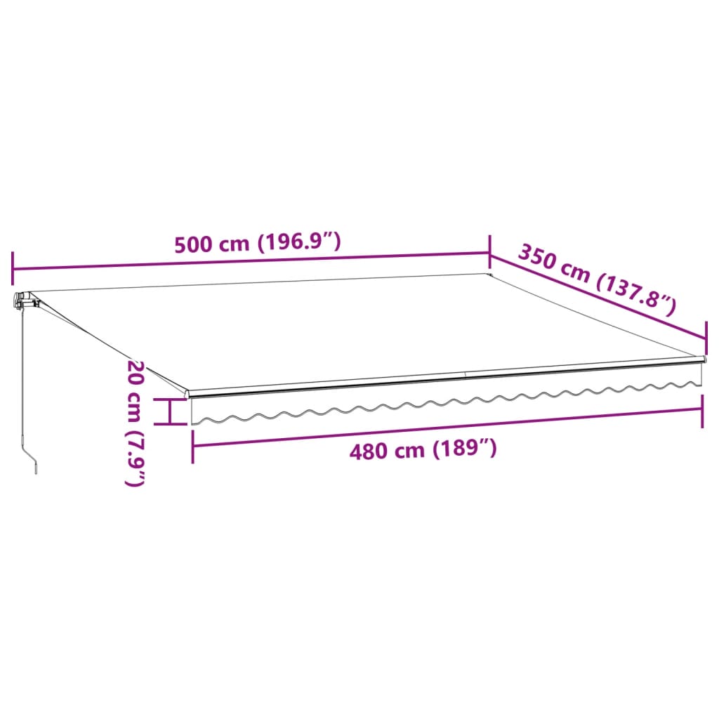 vidaXL Markise Manuell Weinrot 500x350 cm