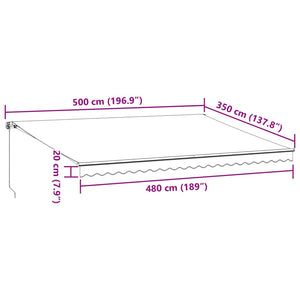 vidaXL Markise Manuell mit LED Weinrot 500x350 cm