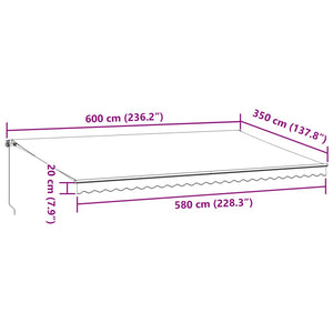 vidaXL Markise Manuell mit LED Weinrot 600x350 cm