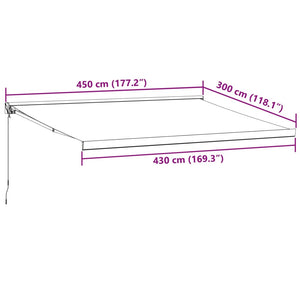 vidaXL Markise Manuell Weinrot 450x300 cm