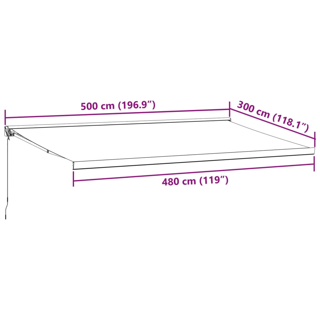 vidaXL Markise Manuell Weinrot 500x300 cm