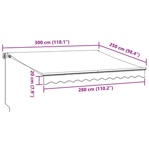 vidaXL Markise Manuell mit LED Weinrot 300x250 cm